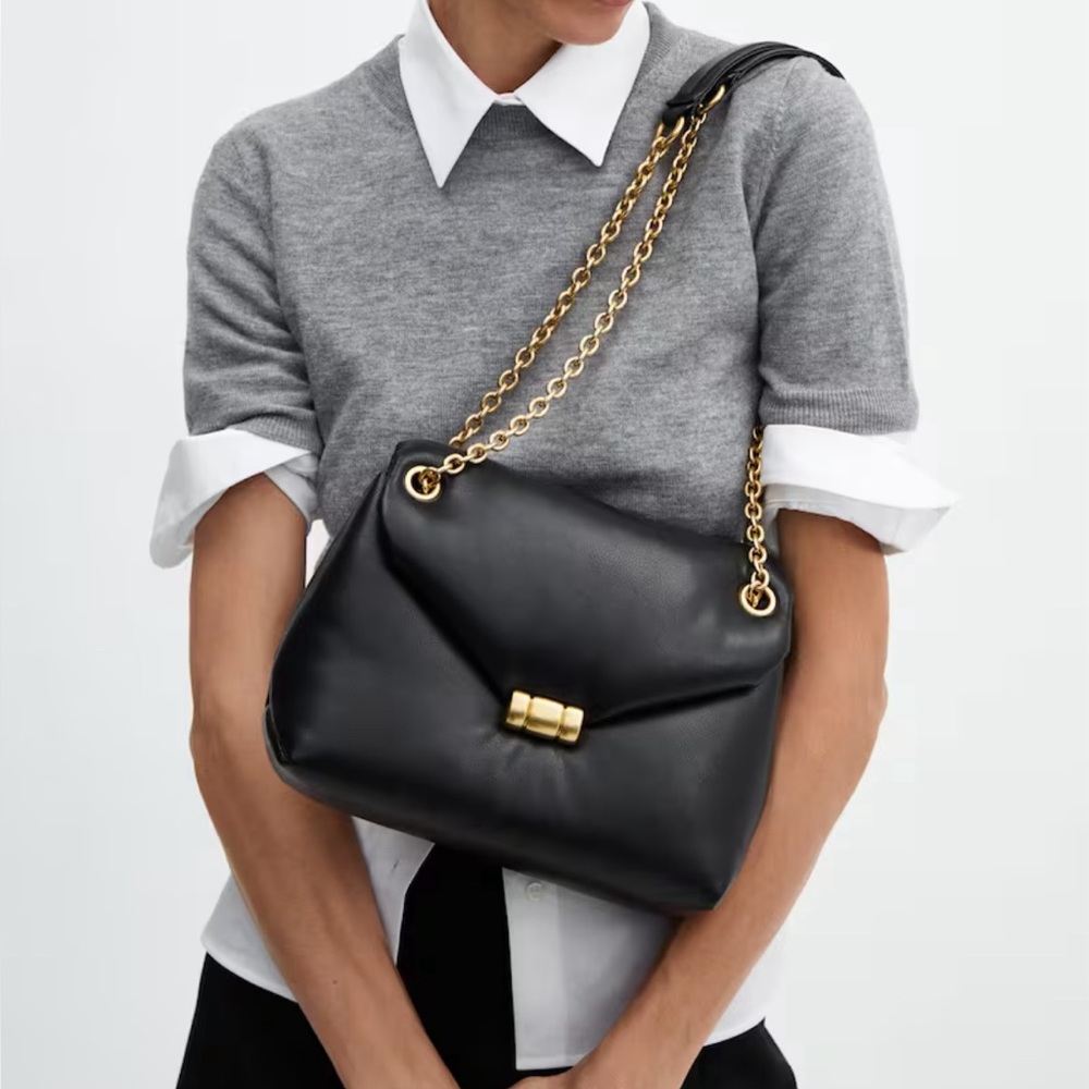 Mango black vegan leather convertible chain strap bag